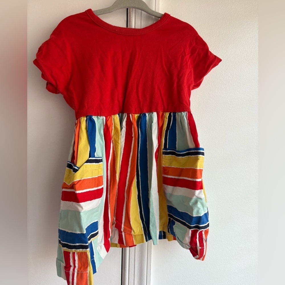 Hanna Andersson Red Top Multi-Stripe Cotton Dress size 3